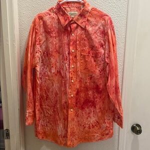 Tommy Bahama Orange Tie-Dye Button-Up Shirt